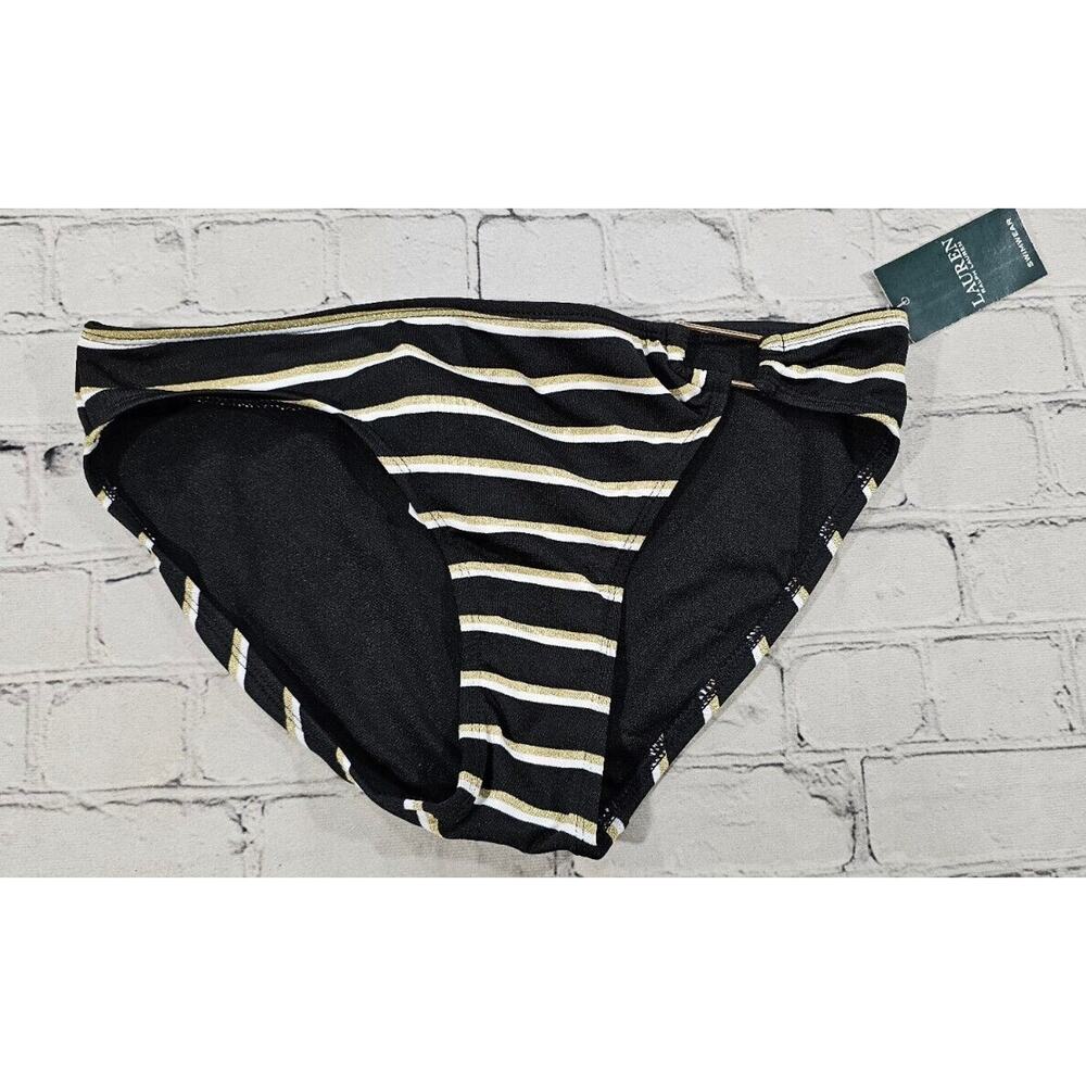 LAUREN RALPH LAUREN Black Stretch LINED Ring Dylan Swimsuit Bottom WOMENS SZ 4